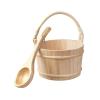 drburpily Spa Tools Sauna Water Bucket and Wooden Ladle Set Handmade Easy to Carry Bath Bucket Flower Pot Indoor Shower Sauna Room Suitable for and Ladle Set Handmade Bathroom view 2