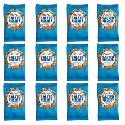 Abu Auf Fish Shaped Salted Biscuits - Baked Savoury Snack Biscuits, Lightly Salted Crunchy Treats for Kids and Family Snacking - 80g Each Pack, Box of 12