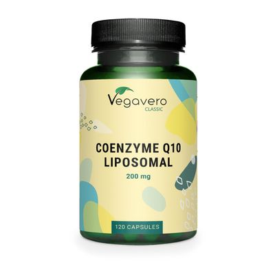 Vegavero Coenzyme Q10 Supplement 200 mg | PureWay Liposomal CoQ10 | High Strength Q10 | 120 Capsules | NO Additives | Lab-Tested | Vegan