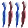 SHOWERORO 4Pcs Denture Cleaning Brushes for Elderly, Double-Sided Small Toothbrushes for Denture Care, Portable Travel Size Toothbrushes with Red and Blue Handles view 1