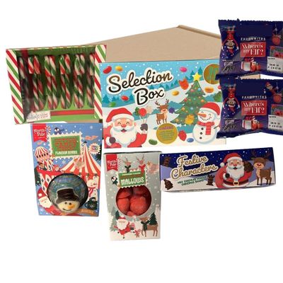 Kids Christmas Eve Gift Hamper Box Chocolate & Sweets Selection with Candy Canes, Sweets, Hot Chocolate Bomb. reindeer Mallows. Chocolates- Mega Xmas Gifts hamper for Boys Girls