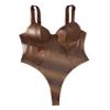 Acrawnni Womens Sexy Leather Bodysuit Wet Look One Piece Lingerie Teddy Outfit Nightgown Babydoll Bodysuit Shapewear (A-Brown, M) view 1