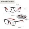 TR90 Sports Reading Glasses For Men And Women, Progressive Multifocus Photochromic Reading Glasses, Blue Light Blocking, UV Protection(Grey/Orange,1.5x) view 4