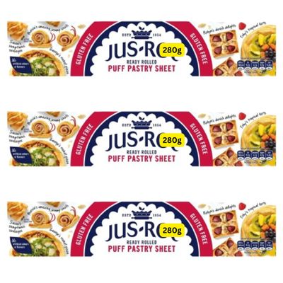 Puff Pastry Sheet 280g Gluten Free Ready Rolled Jusrol (3x280g)