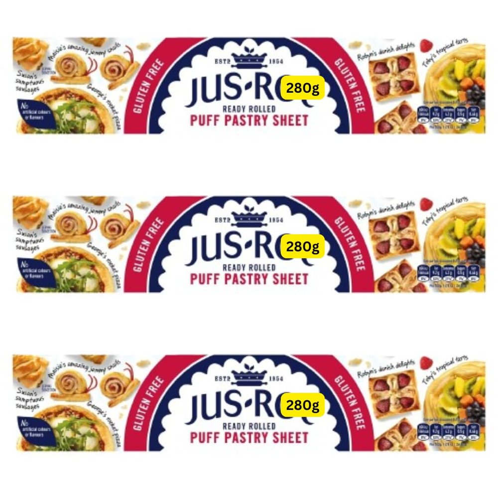 Puff Pastry Sheet 280g Gluten Free Ready Rolled Jusrol (3x280g)