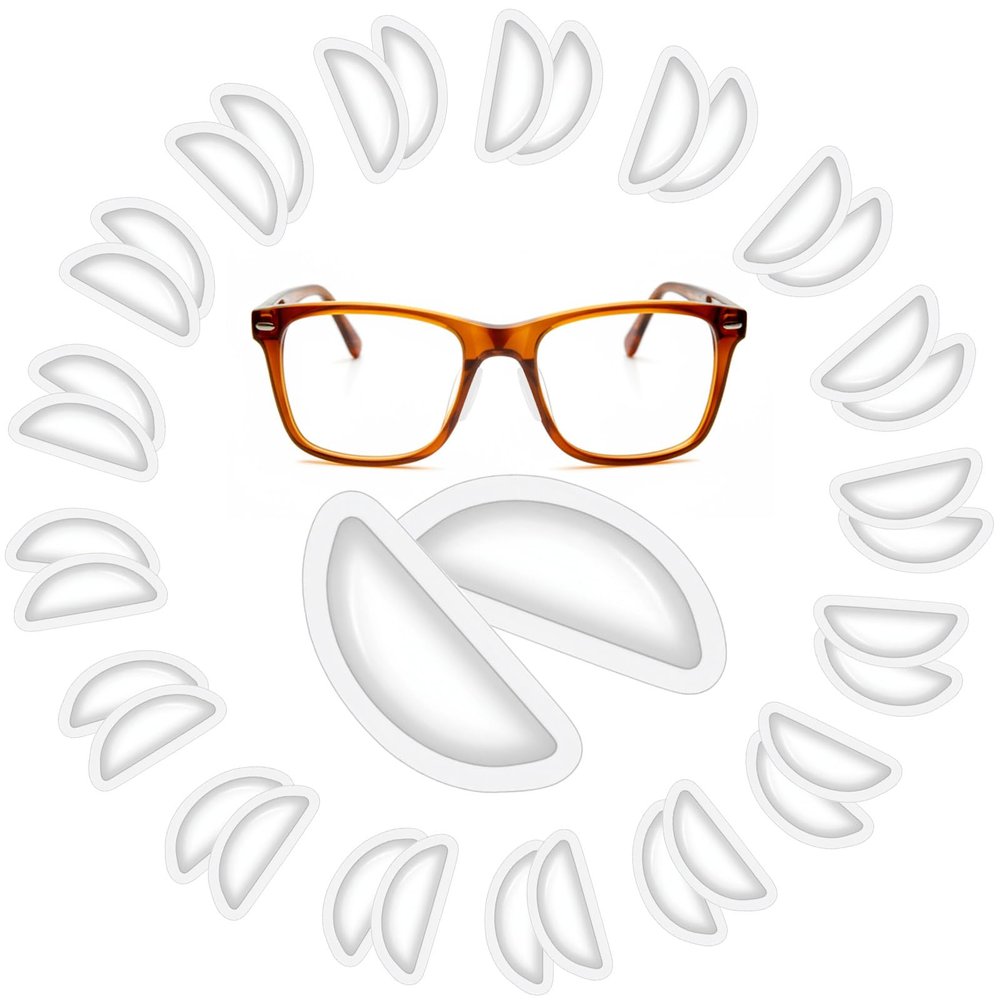 24 Pairs Glasses Nose Pads Silicone Anti-Slip Eyeglass Nose Pads Comfort Soft Cushion Stick On Nose Pads for Glasses Eyeglass Adhesive Nosepads Replacement for Sunglasses Eye Wear