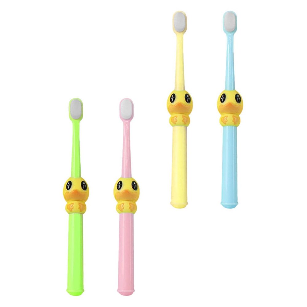 GLEAVI 4Pcs Cartoon Bristle Toothbrushes for Ages 2-10, Soft Bristles Tooth Cleaning Tool with Animal Design, Multi-Color Set for Childrens Oral Care