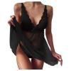 Sexy Lingerie for Women Sets Deep V Neck Lace Trim Babydolls Soft See Through Mesh Lace Mini Dress Naughty Plunge Embroider Floral Slip Dresses Black view 1