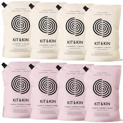 Kit & Kin Eco Laundry Bundle | Laundry Liquid (4L) & Fabric Conditioner (4L) | Lavender & Sandalwood | Plant-Based For Sensitive Skin