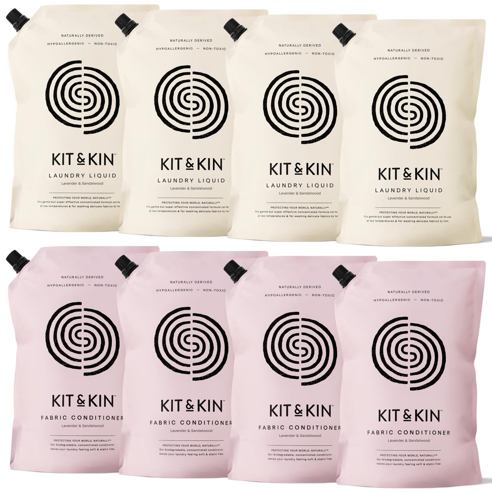 Kit & Kin Eco Laundry Bundle | Laundry Liquid (4L) & Fabric Conditioner (4L) | Lavender & Sandalwood | Plant-Based For Sensitive Skin