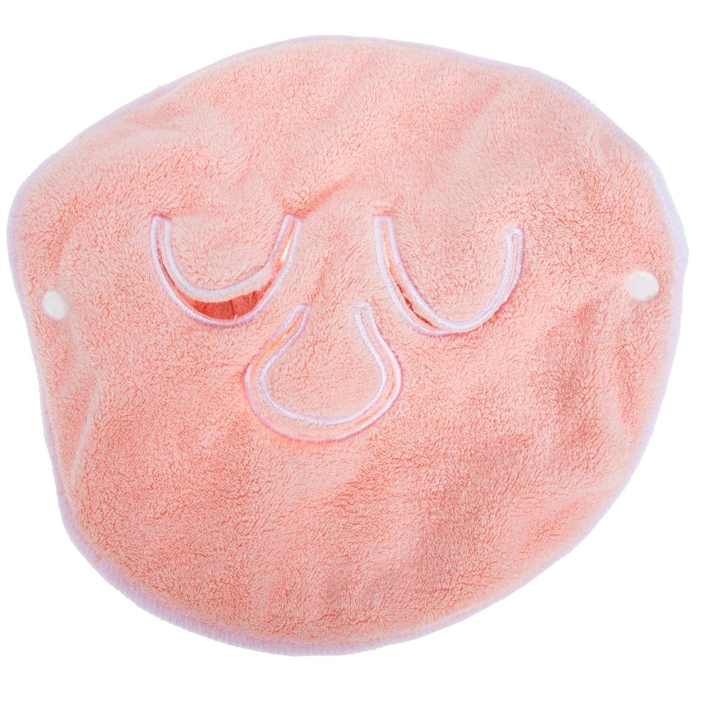 Anneome Coral Fleece Face Towel Mask with Three-Hole Adjustable Straps, Soft Skin-Friendly Facial Steaming Towel for Moisturizing and Hot Compress, Pink Detachable Face Care Cloth for Spa