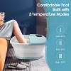 COSTWAY Foot Spa Bath Massager, Folding Electric Pedicure Footbath with Heat Bubbles, Timer, Adjustable Temperature, Pumice Stone and Massage Rollers, Home Foot Soaking Tub for Relief (Light Blue) view 2