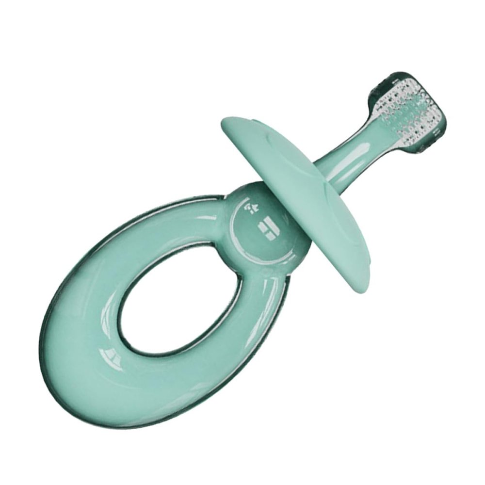 Abaodam Silicone 3D Triple-Sided Toothbrush for Training Soft Teeth Cleaner in Light Blue Suitable for Early Oral Care