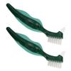 Beavorty 2Pcs Double-Head Denture Brush with Extra Firm Bristles, Dual-Sided False Teeth Toothbrush for Elderly Oral Care and Retainer Cleaning, Portable Cleaning Supplies view 1