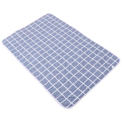 Milisten Waterproof Bed Pad for Incontinence 80X120Cm Silver Grey Plaid Cotton-Padded Mattress Protector Reusable Washable Adult Bedwetting Pad for Elderly Patients