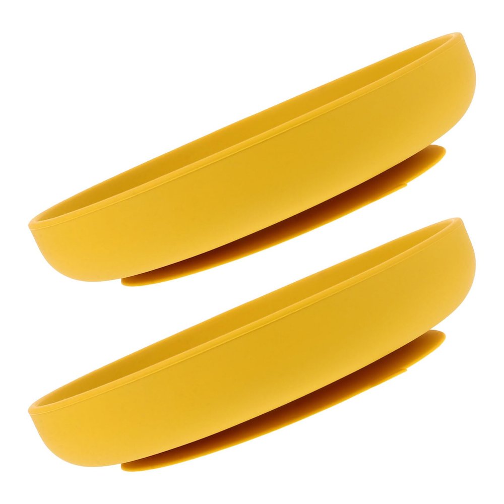 2pcs Silicone Suction Plate Round Anti Spill Dining Dish