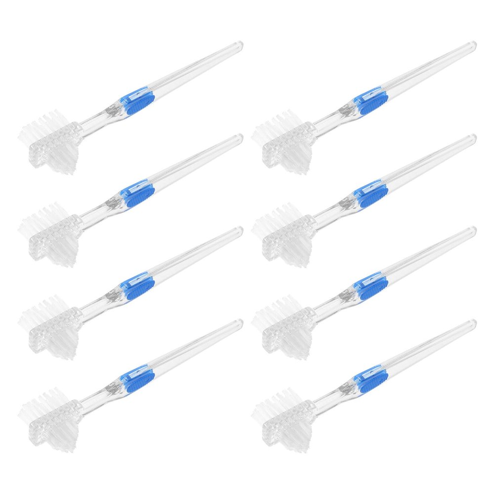 HAPINARY 8pcs Denture Toothbrush for Elderly Soft Bristle Retainer Brush Double Sided Cleaning Toothbrush for Implant Care Gentle Gums Comfortable to Hold for Seniors Professional Denture