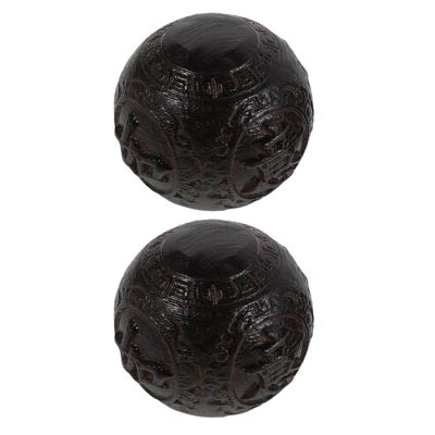 BELLIFFY 1 Pair Chinese Agarwood Hand Exercise Balls for Hand Therapy and Massage Natural Wood Grip Strength Trainer for Elderly Rehabilitation and Finger Workout