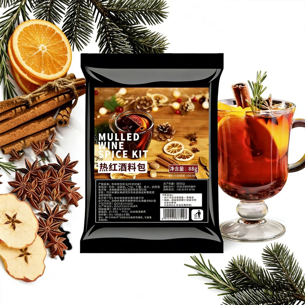 Mulled Wine & Cider Spice Blend Holiday Mulling with Cinnamon, Star Anise&cloves, Drink Mix (88g) for Hot Mocktails