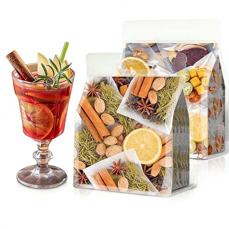 Wine Mix, Seasonal Spice - 4idual Sachets (88g Total) for Apple Cider, Mulled, Glhwein, Hot Toddy Holiday Drink