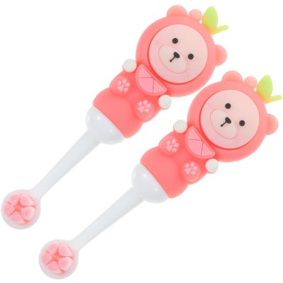 OFFIGAM 2Pcs Extra Soft Children Toothbrushes, Manual Cute Bear Tooth for Kids Toddlers, Gentle Care Teeth Gums, Soft Silicone Bristles