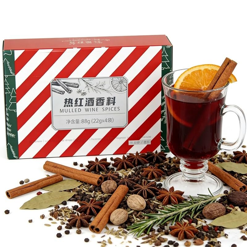 Wine Mix, Seasonal Spice - 4idual Sachets (88g Total) for Apple Cider, Mulled, Glhwein, Hot Toddy Holiday Drink