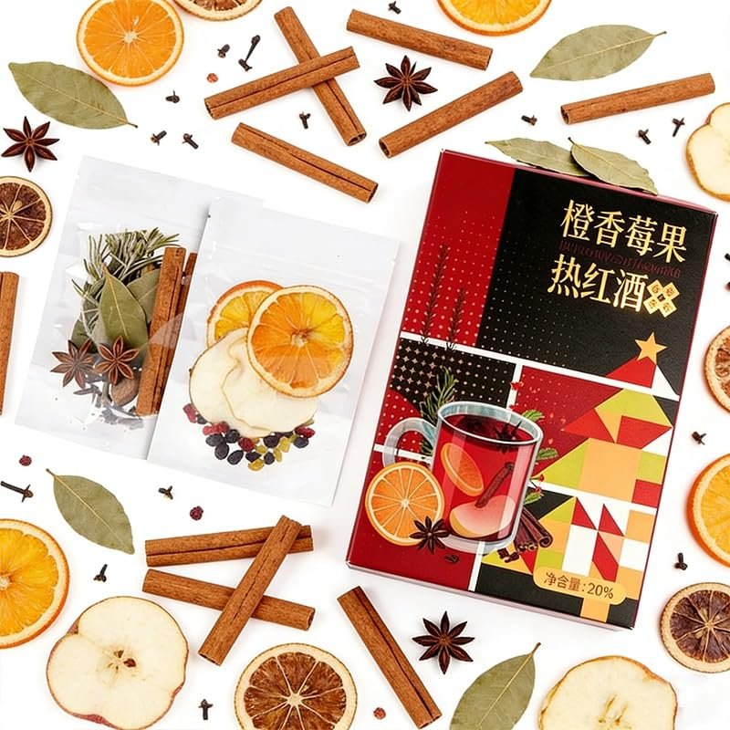 Festive Hot Drink Spice Blend (22g*4) Star Anise, Cloves for Cider, Mulled Wine & Winter Drinks(126g Orange Berry (3 sets 1 box))