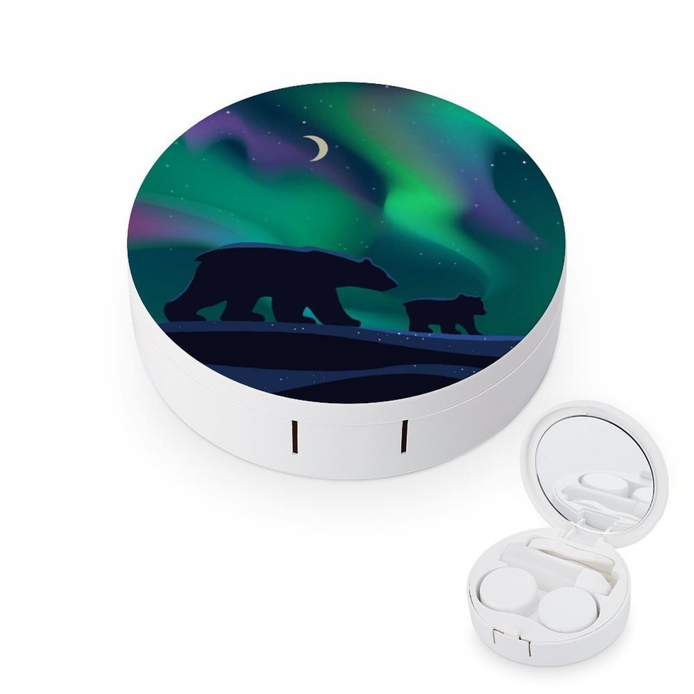 fkgvwo Contact Lens Case Galaxy Polar Bear Contact Lens Holder Box Container Soak Storage Kit