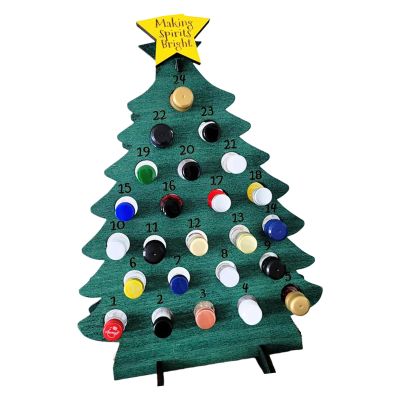 PANGBOER Wooden Christmas Count Down Calendar With 24 Miniature Bottle Holders Holiday Homes Decoration For Festival