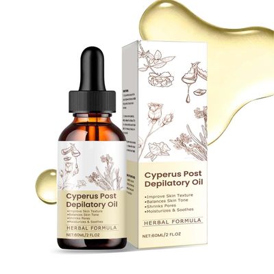 Cyperus Post Depilatory Oil 60ml, Natural Hair Removal Oil, Inhibits & Reduces Unwanted Body Hair, Moisturizes & Soothes Skin, Shrinks Pores, Suitable for All Skin Types