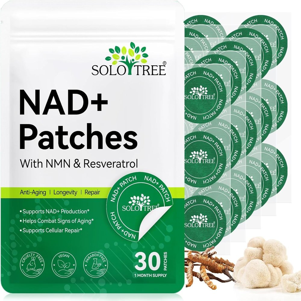NAD+ Patches 30 Count | NMN & Resveratrol Supplement | Anti-Aging Support | Cellular Repair & Energy Boost | Skin-Friendly 8-Hour Sustained Transdermal Release | Vegan Cruelty-Free Paraben-Free