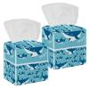 2PCS Square Tissue Box Cover, Swimming Shark Hungry Leather Tissue Case Facial Paper Organizer Dispenser for Vanity Toilet Tank Dresser Night Stand Table Countertop Office Car view 1