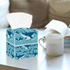 2PCS Square Tissue Box Cover, Swimming Shark Hungry Leather Tissue Case Facial Paper Organizer Dispenser for Vanity Toilet Tank Dresser Night Stand Table Countertop Office Car view 2