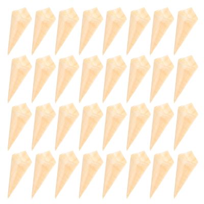 Amosfun 50pcs Disposable Wooden Ice Cream Cone Cups Biodegradable Cone Cups with Creative Shape Design for Culinary Presentation and Wedding Parties