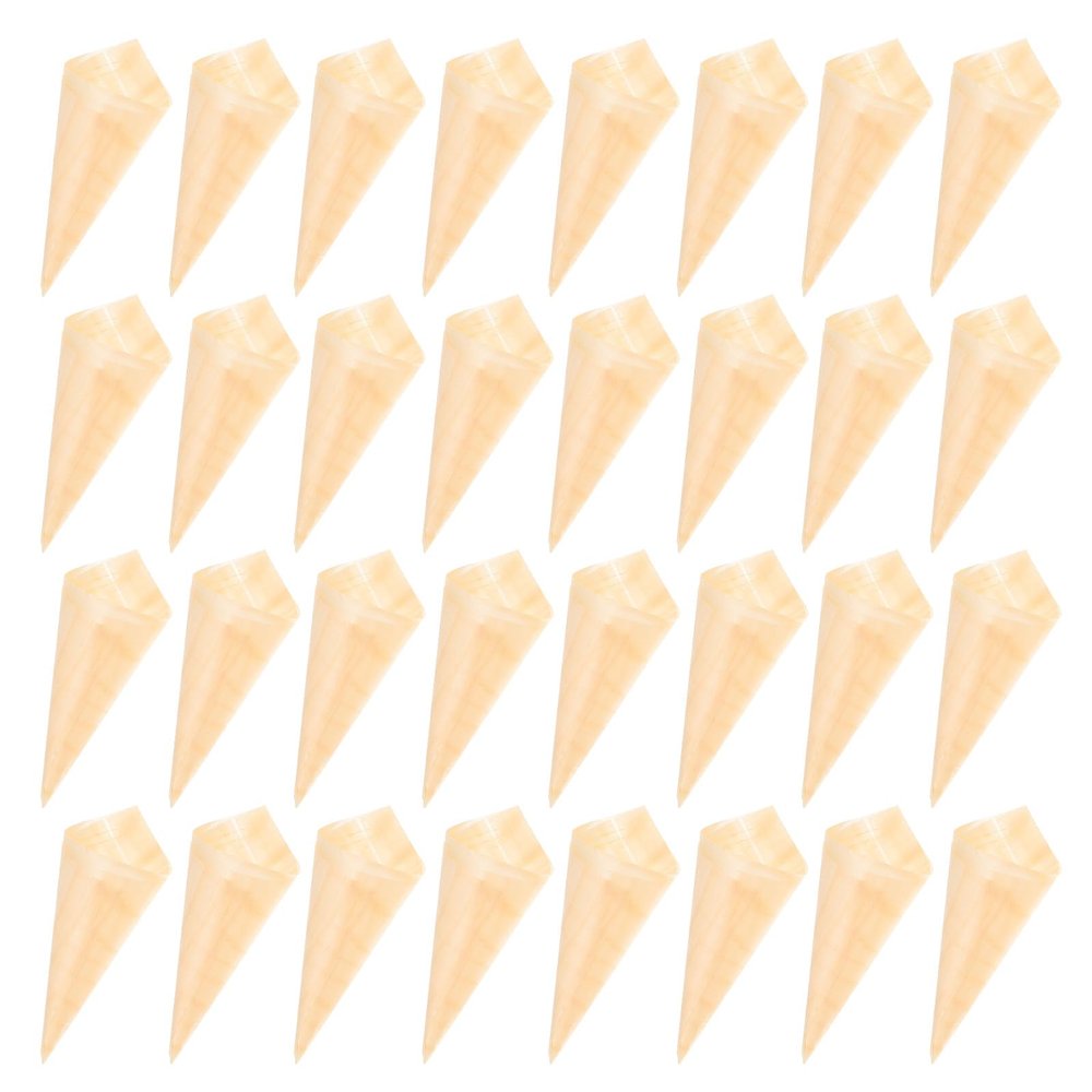 Amosfun 50pcs Disposable Wooden Ice Cream Cone Cups Biodegradable Cone Cups with Creative Shape Design for Culinary Presentation and Wedding Parties
