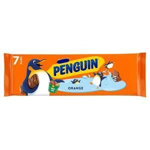 Penguin Orange Biscuit Bar, Chocolate and Orange Flavour Cream Filled with Milk Chocolate Coating, 7 x 24.6g