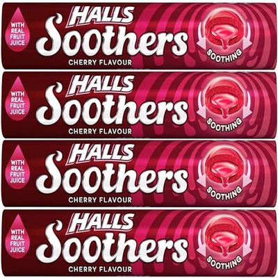 4x 45g Halls Soothers Cherry Flavour with Real Fruit Juice Bundled by GetInStyle Shop