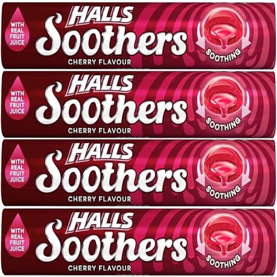 4x 45g Halls Soothers Cherry Flavour with Real Fruit Juice Bundled by GetInStyle Shop