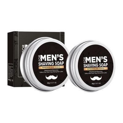 Shaving Soap for Men 2 Pack - Shaving Cream for Traditional Wet Shave, Rich Lather Shaving Soap for Sensitive Skin, Softens Beard & Reduces Friction for Smooth Glide