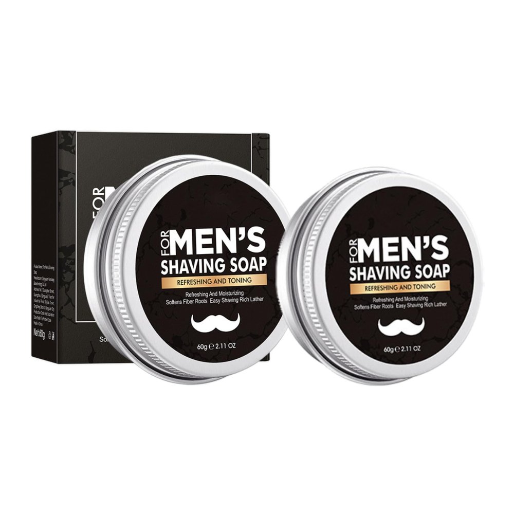 Shaving Soap for Men 2 Pack - Shaving Cream for Traditional Wet Shave, Rich Lather Shaving Soap for Sensitive Skin, Softens Beard & Reduces Friction for Smooth Glide