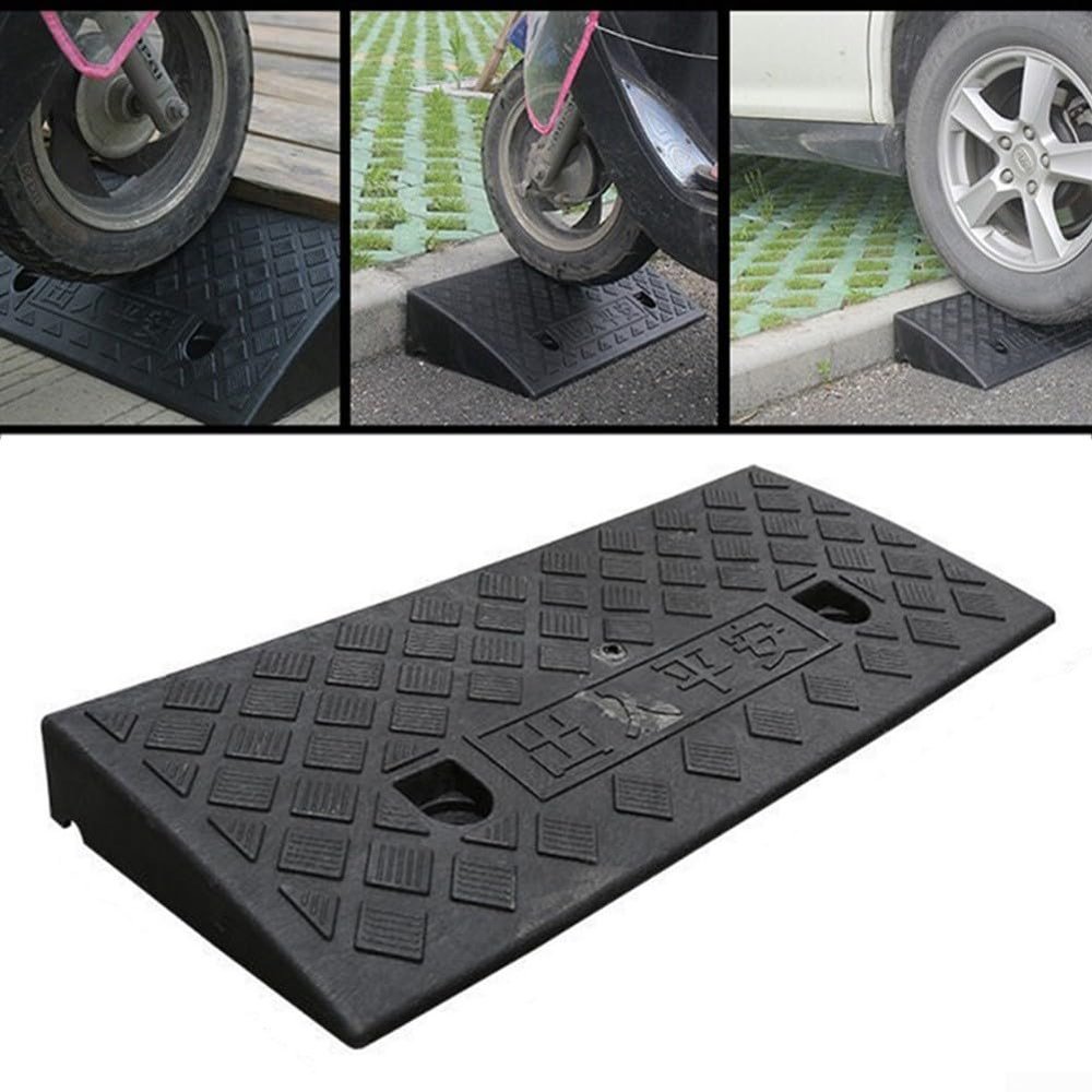 Plastic Kerb Ramp, 500x220x50mm Non-Slip Threshold Ramp for Cars, Bicycles, Wheelchairs and Scooters, 30mm Height for Uphill Access, Heavy Duty Rubber and Plastic Construction,Black