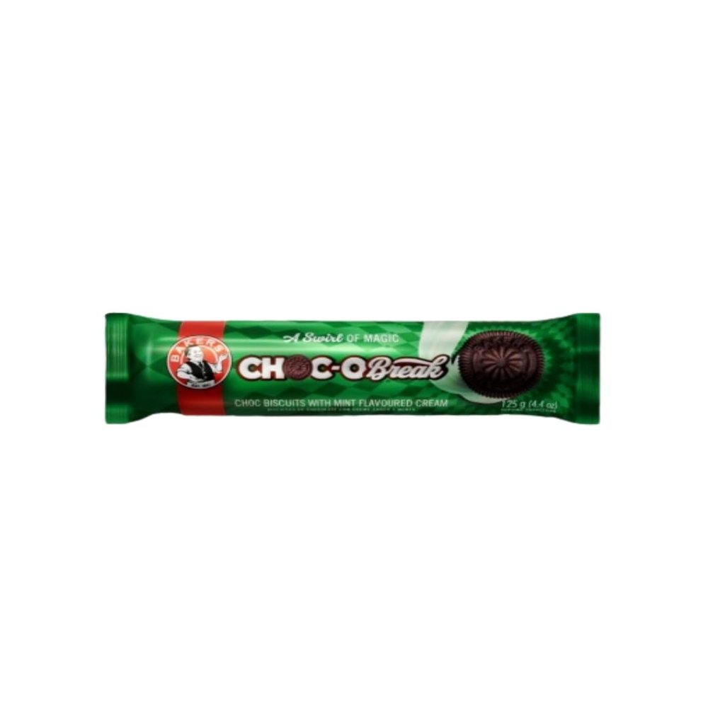 Bakers Choc-Break Mint Flavoured Cream Biscuits, 125g