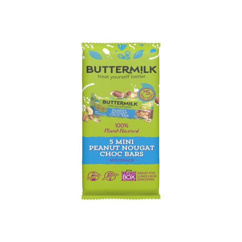 Buttermilk Plant Powered Vegan Dairy Free Peanut Nougat Mini Bar Multipack, 125g, 5 x 25g Bars