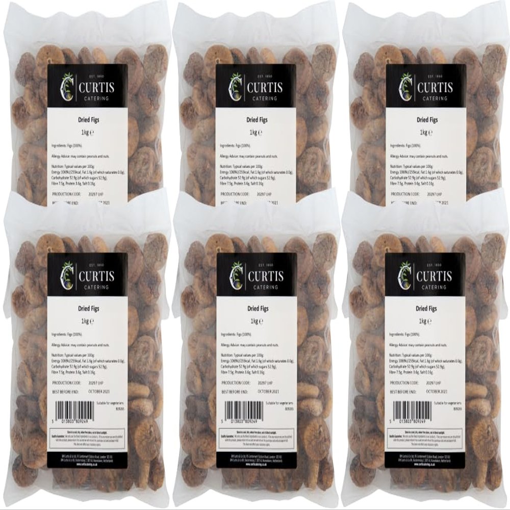 Curtis Whole Dried Figs 6 x 1kg Wholesale Bulk Turkish Dried Figs 100% Natural, Vegan, No Added Sugar