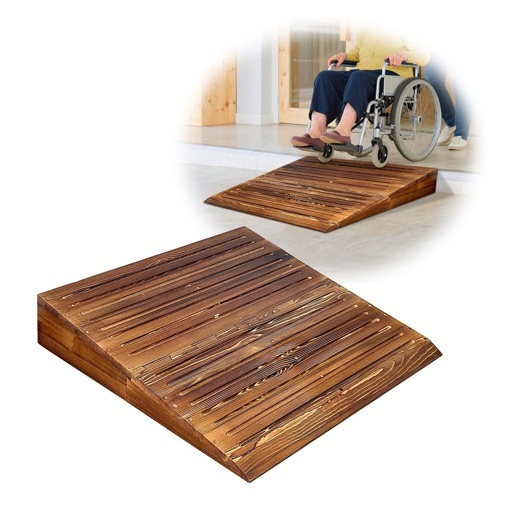 Wooden Threshold Ramp for Home Steps Door Ramp for Wheelchair, Walker