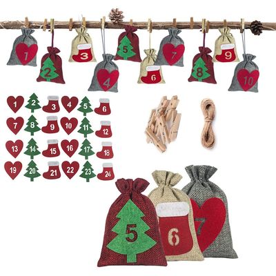 Lodoot 24 Day Bag Felt Stickers Countdown Candy