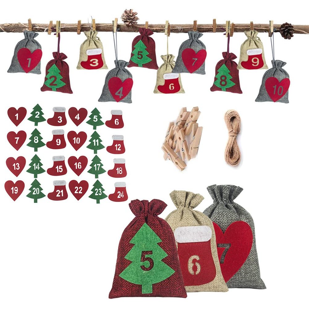 Lodoot 24 Day Bag Felt Stickers Countdown Candy