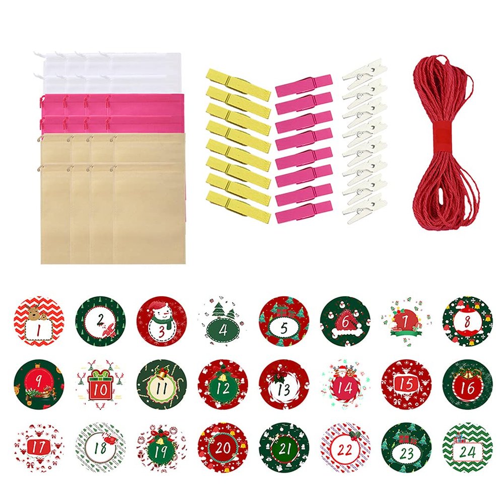 Lodoot Candy Bag 24 Days for Christmas Decoration Set