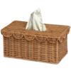 BEBE BASK Handwoven Scalloped Rectangle Tissue Box Cover (8.6 5 4 in) Rattan Tissue Box Cover Rectangle - Elegant Home Accent - Mocca view 1