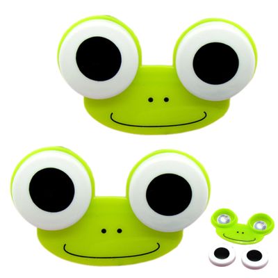 2Pcs Contact Lens Case 3x2x1" Cartoon Frog Shape Contact Lens Travel Case with Adorable Big Eyes, Practical Cute for Home and Travel Cute